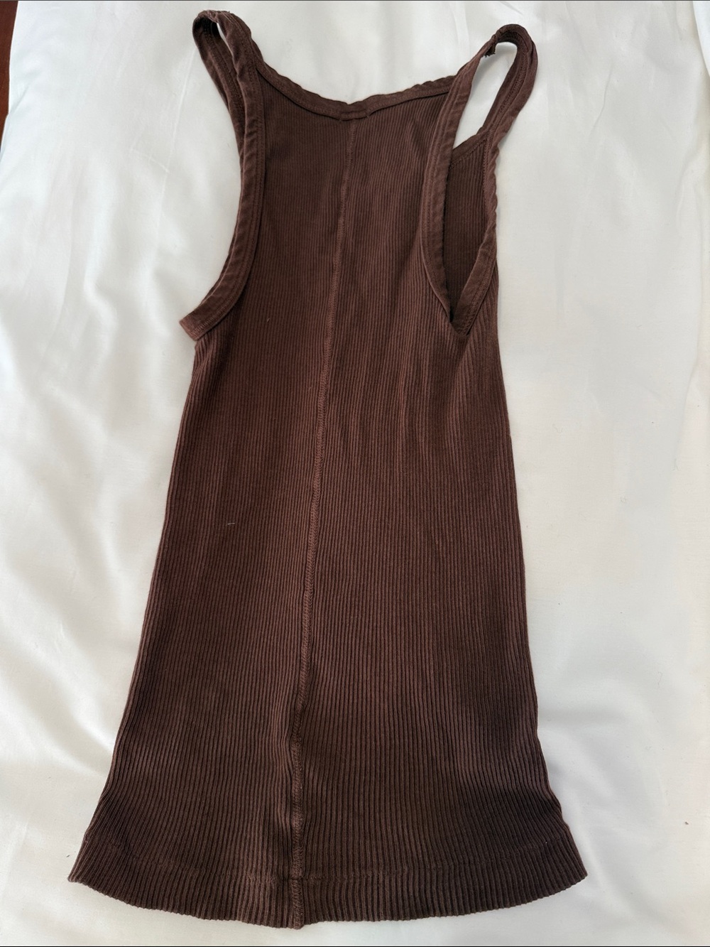 Re/Done Chocolate Ribbed Tank Top - Picture 3 of 3